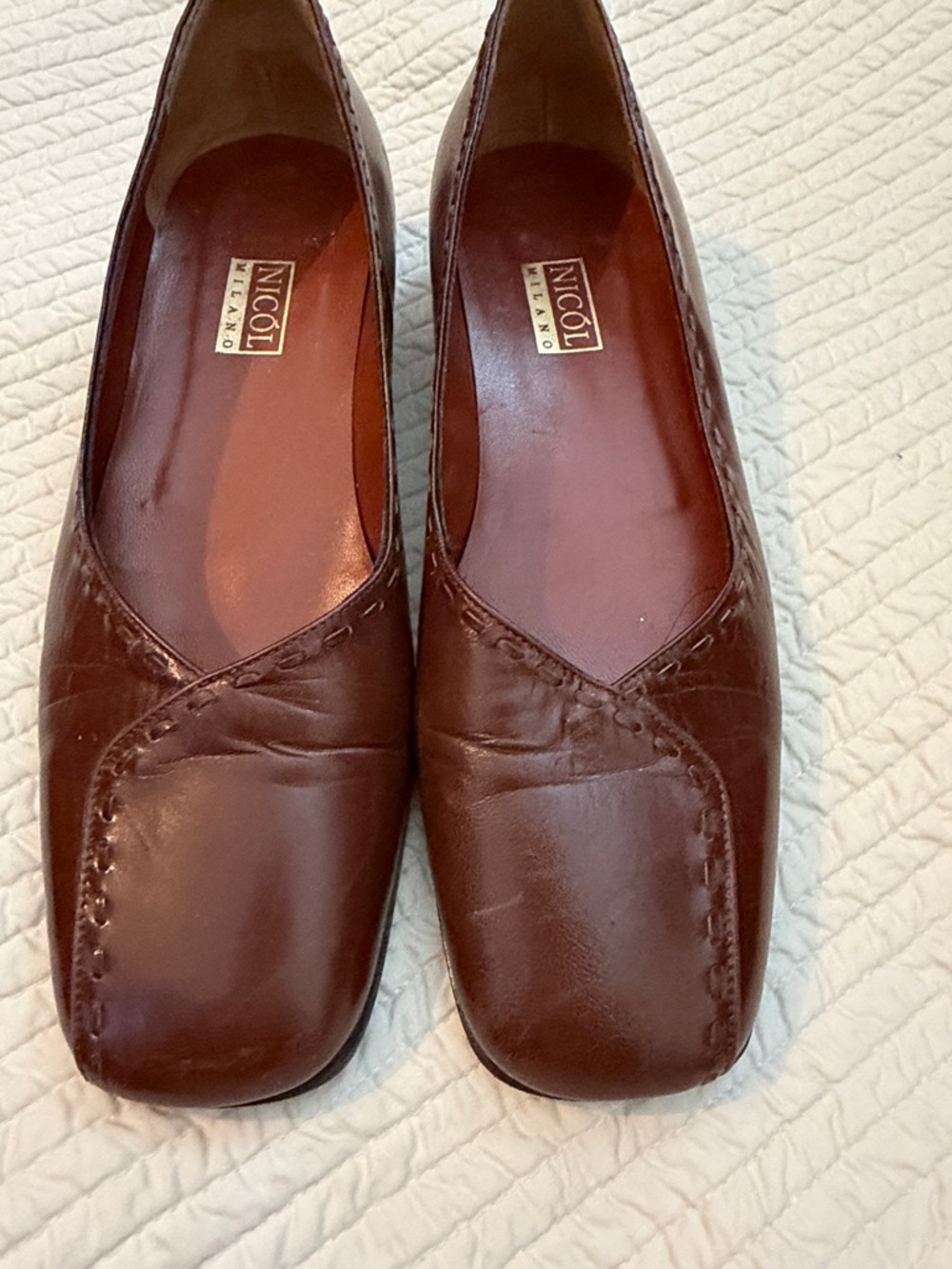 Classic Brown Leather Low Heel Slip-Ons